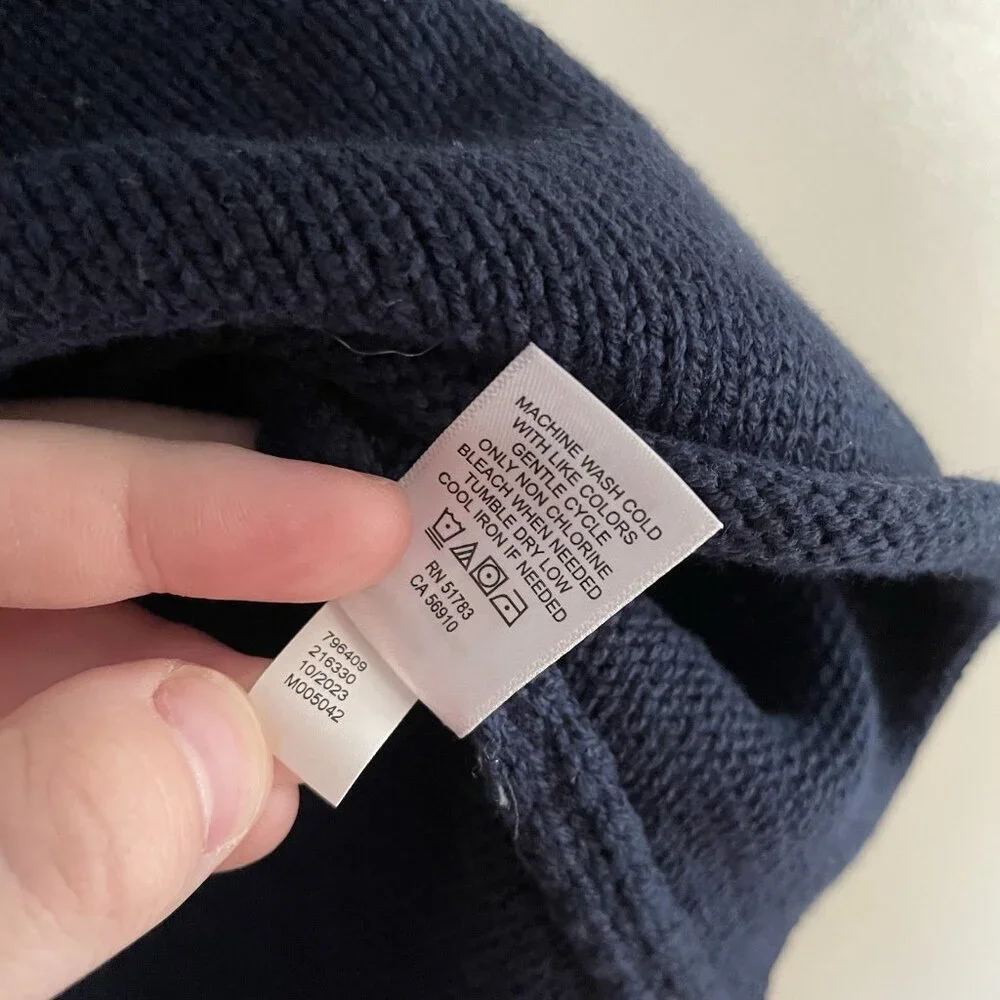 Maurices Women XS Navy Blue Preppy Coastal Relaxed Lace Up Collared Sweater NWT